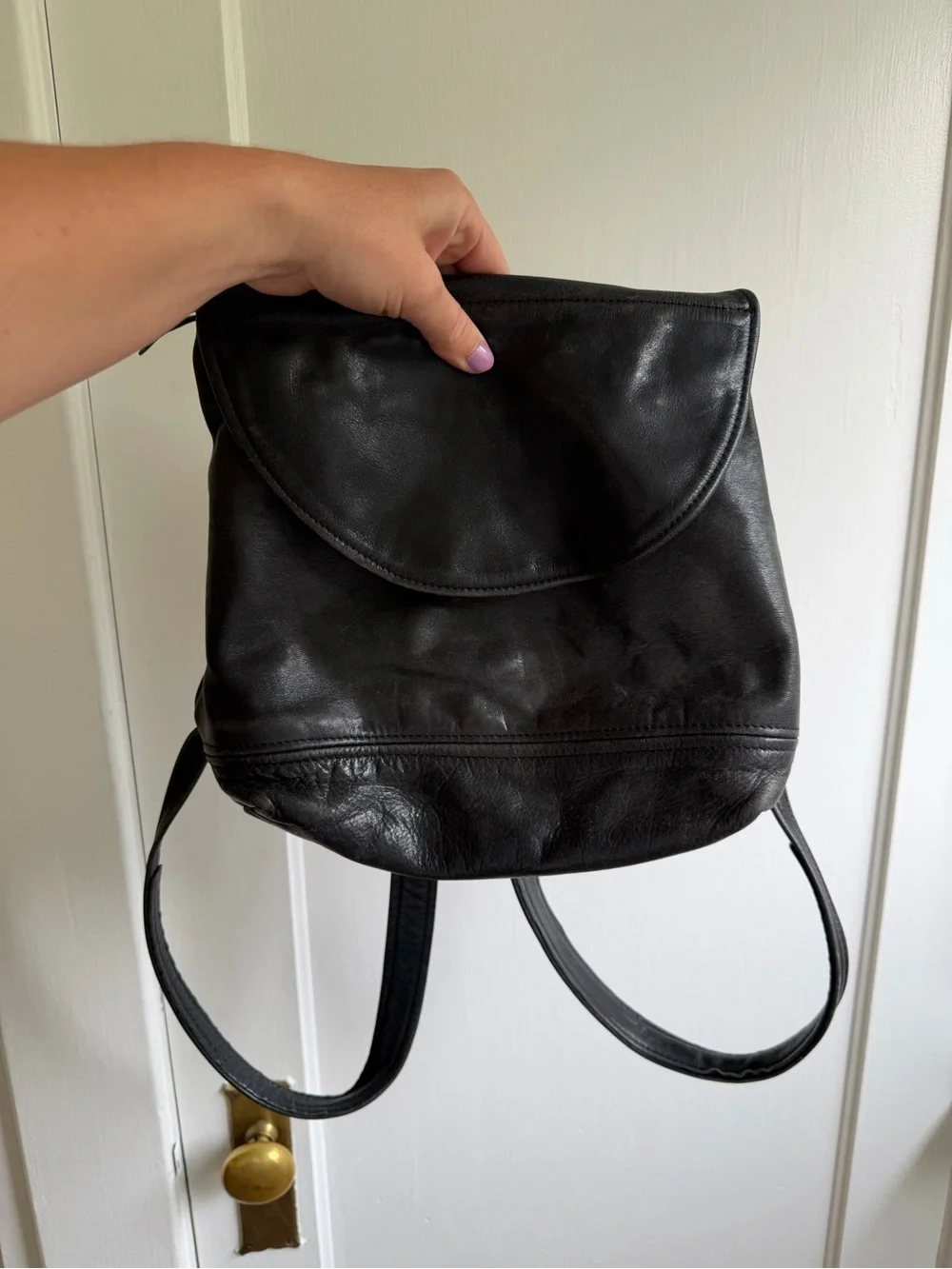Genuine Leather Minimal Black Women's Backpack - Sleek Everyday Carry